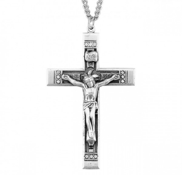 Diamond Cross Accent Men's Crucifix Necklace - Sterling Silver