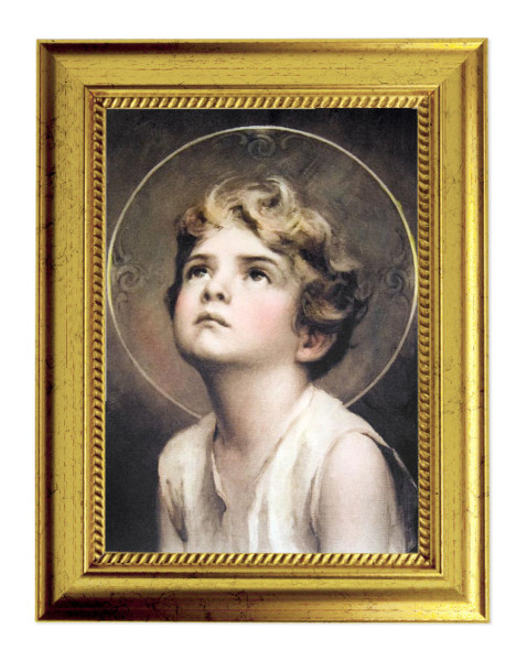 Divine Innocence of Jesus 5x7 Print in Gold-Leaf Frame - Full Color