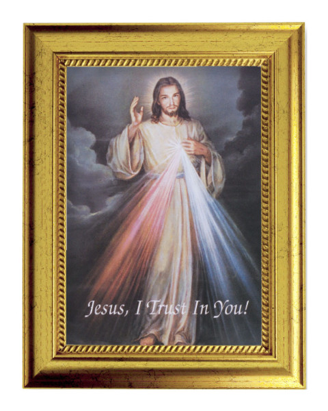 Divine Mercy 5x7 Print in Gold-Leaf Frame - Full Color