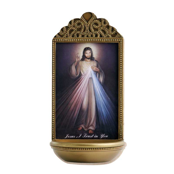 Divine Mercy 6&quot; Holy Water Font - Full Color