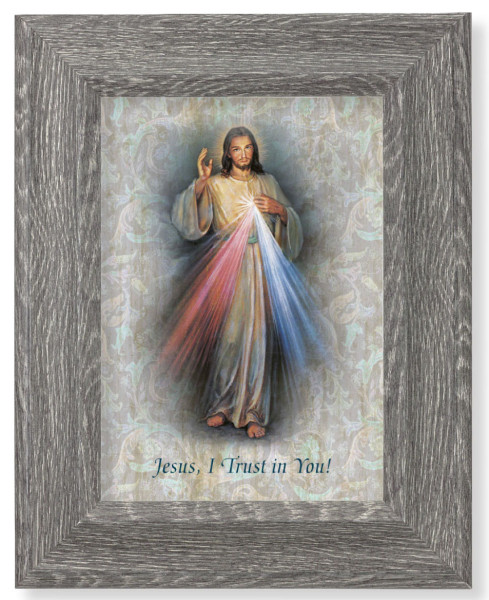 Divine Mercy of Jesus 7x9 Gray Oak Frame - Gray