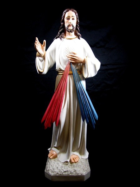 Divine Mercy Statue Hand Painted -  32 Inch - Full Color