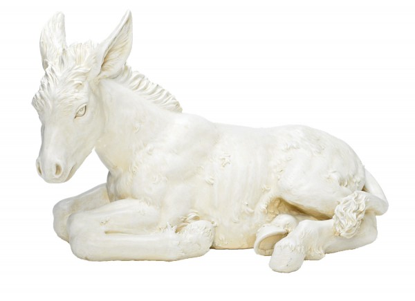 White Stable Donkey 13&quot; H for 27&quot; Scale Nativity Set - Natural Stone