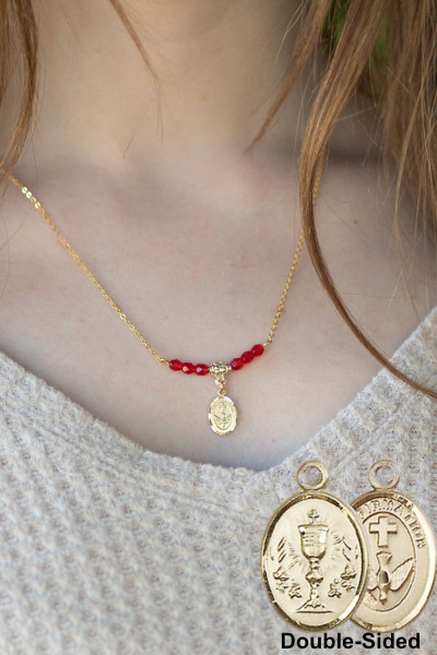 Double-Sided Confirmation and Communion Pendant - Gold Tone