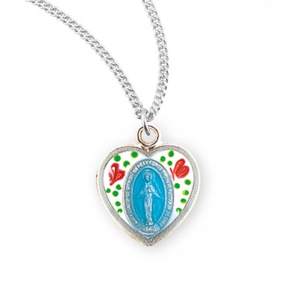 Enamel Heart Miraculous Pendant - Sterling Silver | Blue Enamel