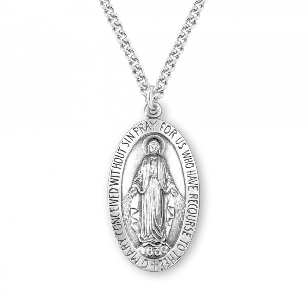 Extra Large Men's Miraculous Medal Necklace - Sterling Silver