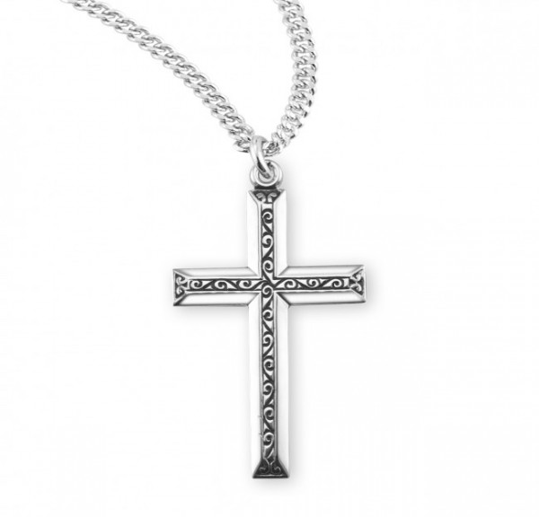 Filigree Cross with Antiqued Finish - Sterling Silver