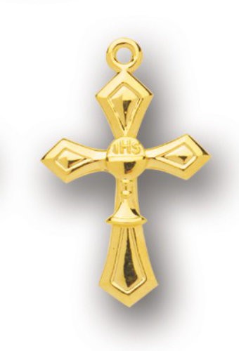 First Communion Cross Pendant with Chalice Medal - Gold | Silver