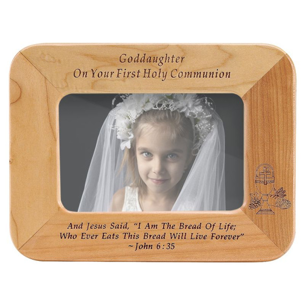 First Communion Maple Wood &quot;Goddaughter&quot; Photo Frame - Light Brown