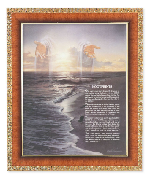 Footprints Poem with Christ 8x10 Framed Print Under Glass - #122 Frame