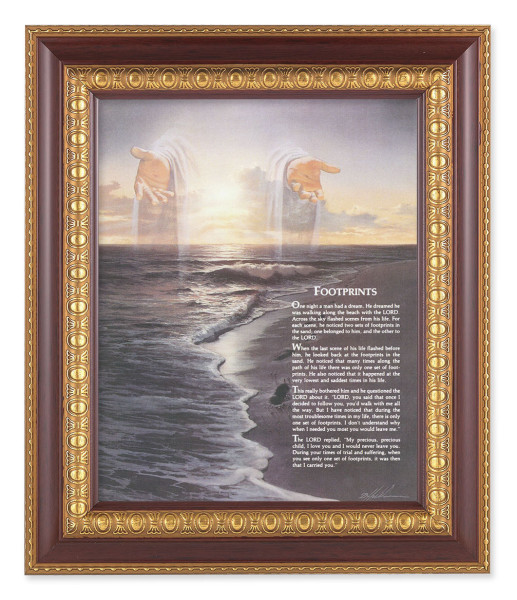 Footprints Poem with Christ 8x10 Framed Print Under Glass - #126 Frame