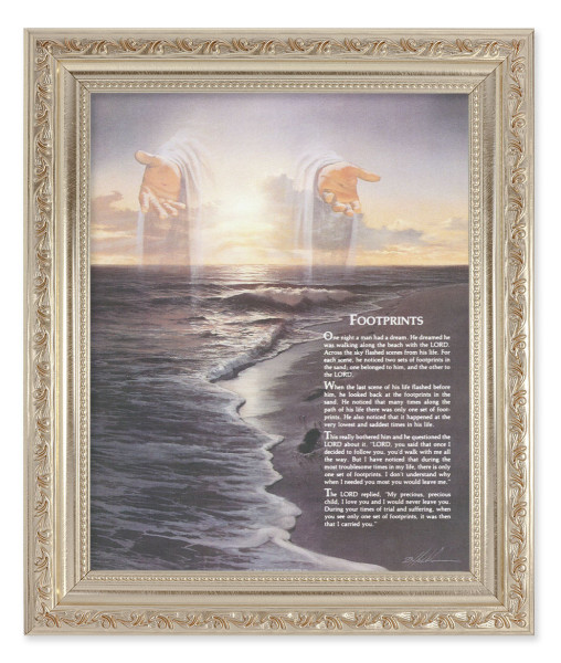 Footprints Poem with Christ 8x10 Framed Print Under Glass - #164 Frame