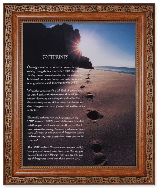 Footprints Prayer 8x10 Framed Print Under Glass - #161 Frame