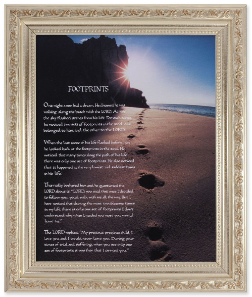 Footprints Prayer 8x10 Framed Print Under Glass - #164 Frame
