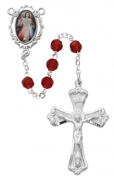 Garnet Divine Mercy Rosary - Red