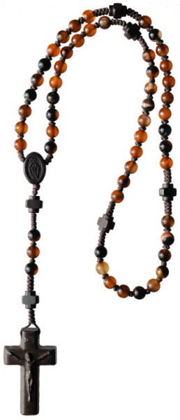Gemstone &amp; Jujube Wood Rosary - 6mm - Orange