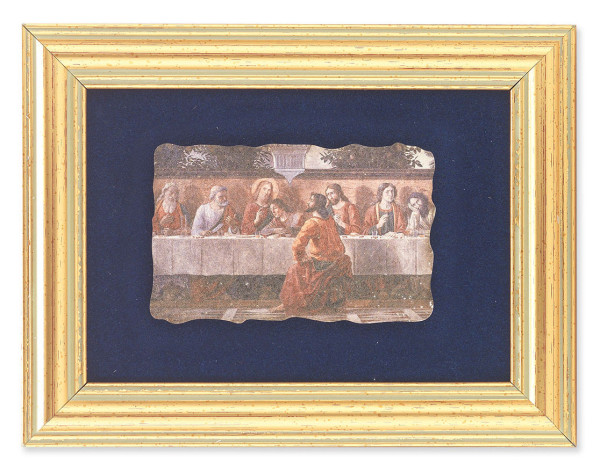 Ghirlandaio's Last Supper 5x6.5 Velvet Back Gold Frame - Blue