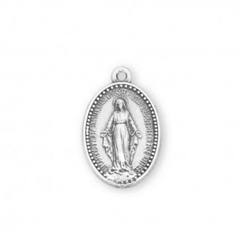 Girl's Beaded Border Petite Miraculous Medal - Sterling Silver