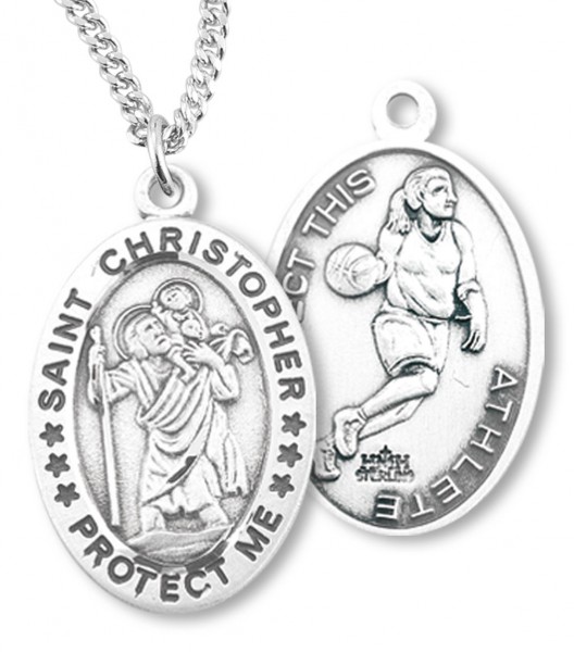 Girl's St. Christopher Basketball Medal Sterling Silver - Sterling Silver