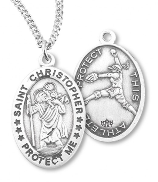 Girl's St. Christopher Softball Medal Sterling Silver - Sterling Silver