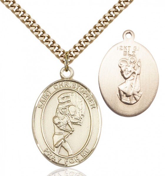 Girl's St. Christopher Softball Medal - 14KT Gold Filled