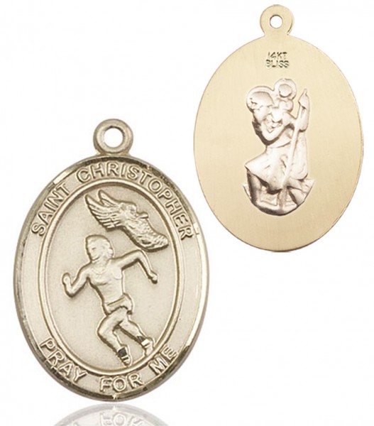 Women's St. Christopher Track and Field Medal - 14K Solid Gold