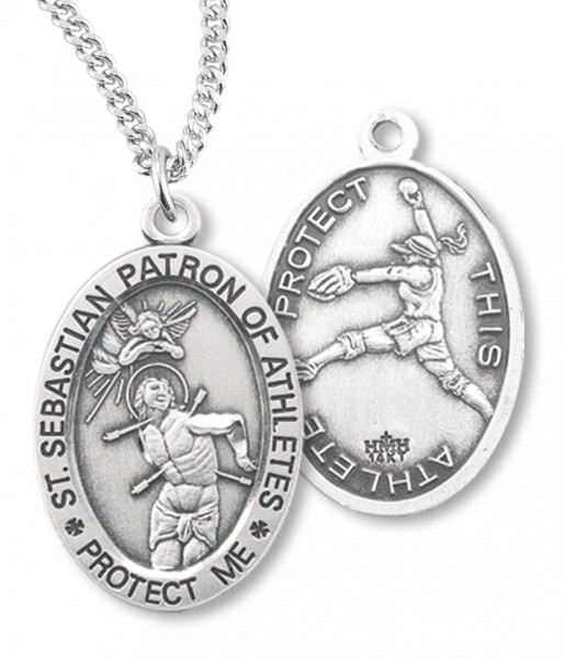 Girl's St. Sebastian Softball Medal Sterling Silver - Sterling Silver