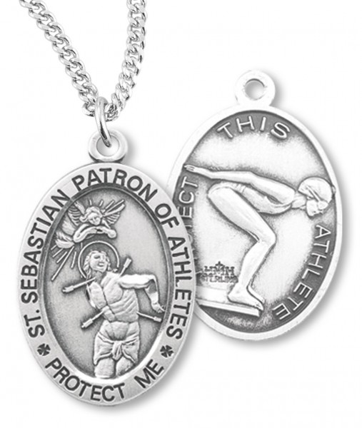 Girl's St. Sebastian Swimming Medal Sterling Silver - Sterling Silver