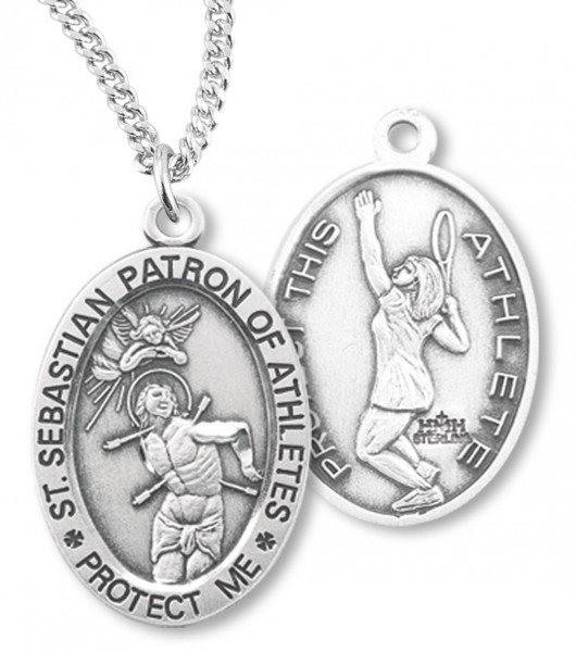 Women's St. Sebastian Tennis Medal Sterling Silver - Sterling Silver