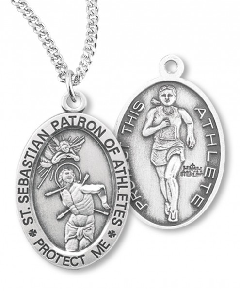Women's St. Sebastian Track Medal Sterling Silver - Sterling Silver
