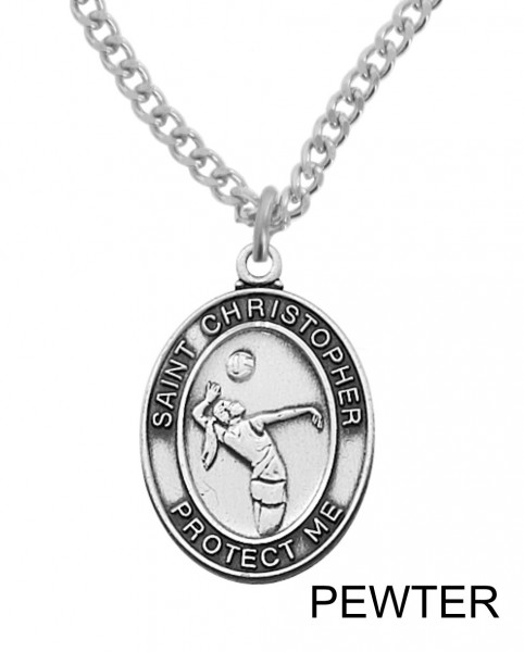 Women's Volleyball Necklace Pewter or Sterling Silver - Pewter