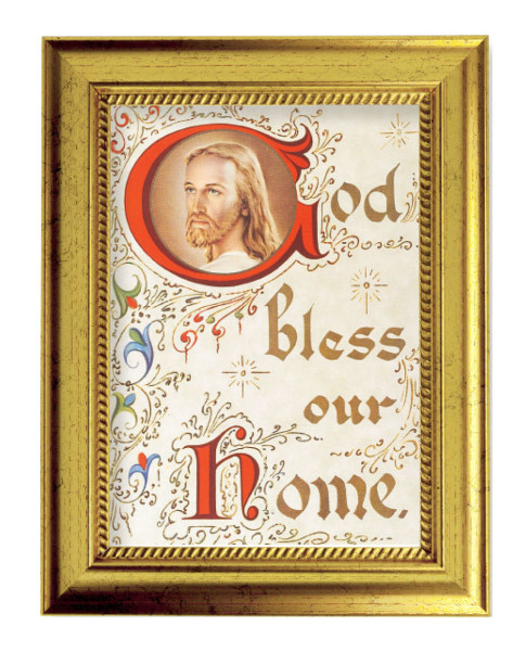 God Bless Our Home 5x7 Print in Gold-Leaf Frame - Full Color
