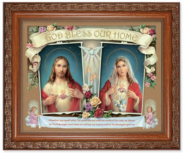 God Bless Our Home Sacred Hearts 8x10 Framed Print Under Glass - #161 Frame