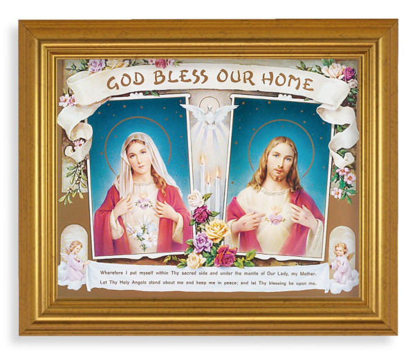 God Bless Our Home Sacred Hearts 8x10 Framed Print Under Glass - #110 Frame