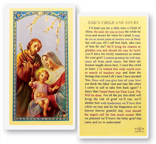 God's Child And Yours Laminated Prayer Card - 1 Prayer Card .99 each