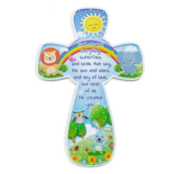 God's Little Creations Poly Resin Cross - Multi-Color