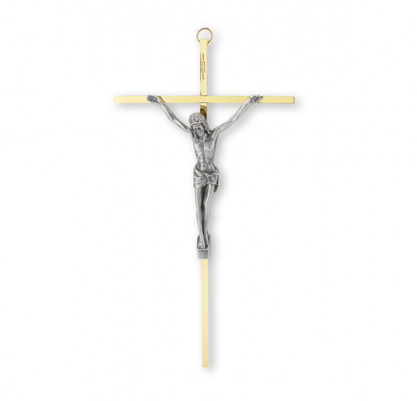 Gold Brass Finished Wall Crucifix 10 inch - Gold | Silver