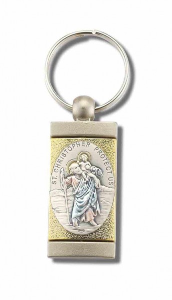Gold-Plated Sterling Silver Saint Christopher Keyring - Two-Tone
