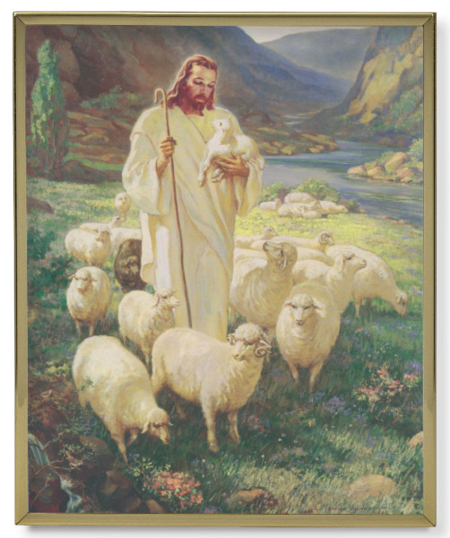 Good Shepherd Gold Frame 11x14 Plaque - Full Color