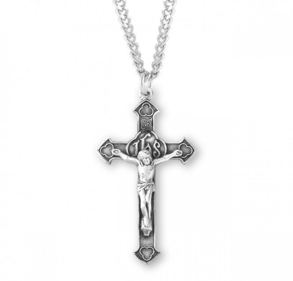 Gothic IHS Men's Crucifix Necklace - Sterling Silver