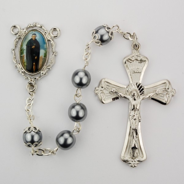 Grey Glass St. Peregrine Rosary
