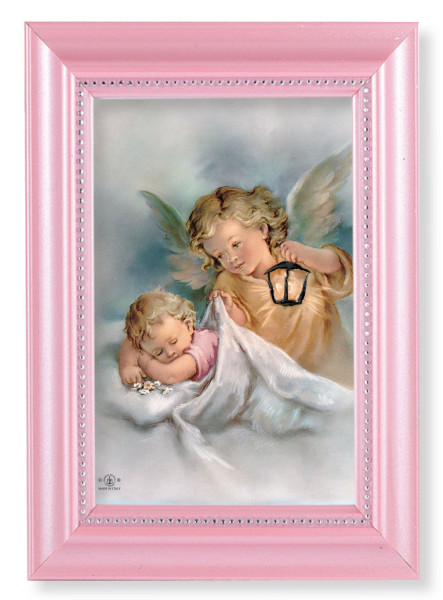 Guardian Angel with Baby Girl 4x6 Print Pearlized Frame - #117 Frame