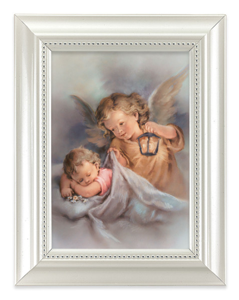 Guardian Angel with Baby Girl 4x6 Print Pearlized Frame - #118 Frame