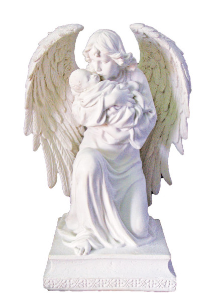 Guardian Angel with Child Statue - White
