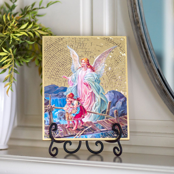 Guardian Angel Gold Foil Mosaic Plaque - Full Color