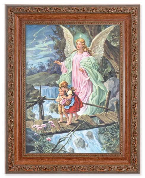 Guardian Angel Over the Bridge 6x8 Print Under Glass - #161 Frame