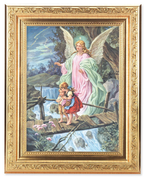 Guardian Angel Over the Bridge 6x8 Print Under Glass - #162 Frame
