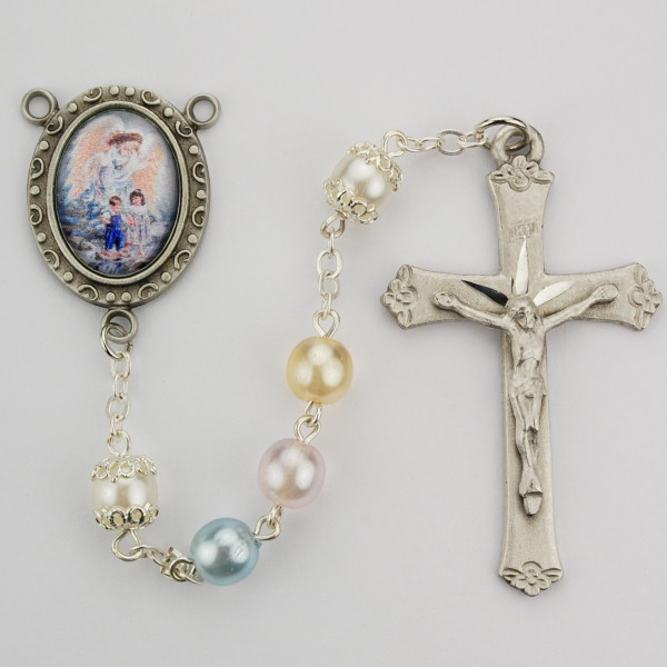 Guardian Angel Pearlized Rosary - Multi-Color