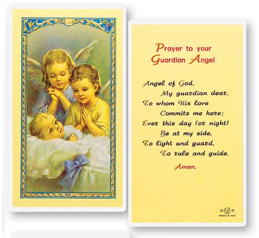 Guardian Angels, Angel of God Laminated Prayer Card - 1 Prayer Card .99 each