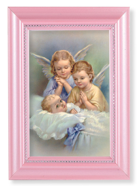 Guardian Angels with Baby Boy 4x6 Print Pearlized Frame - #117 Frame